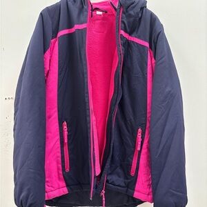 Vibrant Pink and Navy Kids' Puffer Jacket
